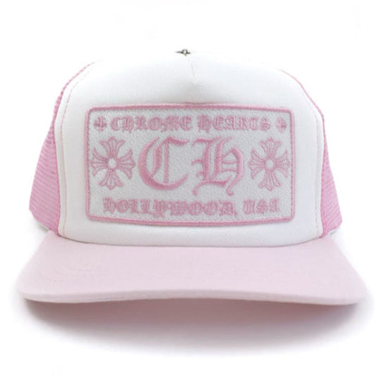 Chrome Hearts CH Hollywood Trucker Hat Pink/White