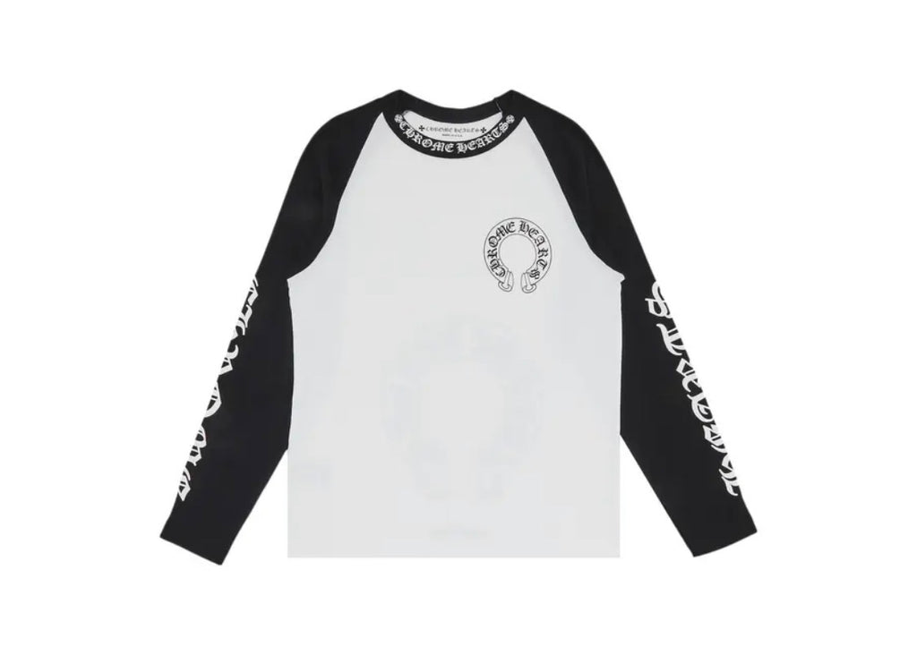 Chrome Hearts Horseshoe Neck Logo 3/4 Shirt 'Black/White'