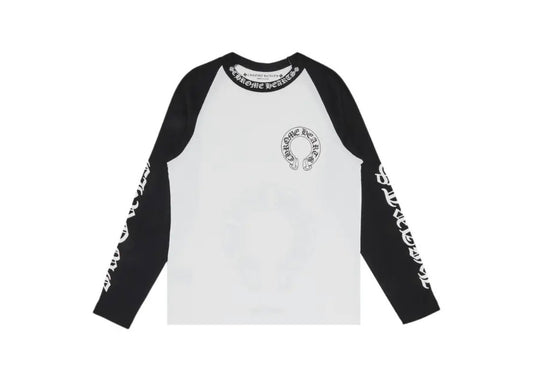 Chrome Hearts Horseshoe Neck Logo 3/4 Shirt 'Black/White'